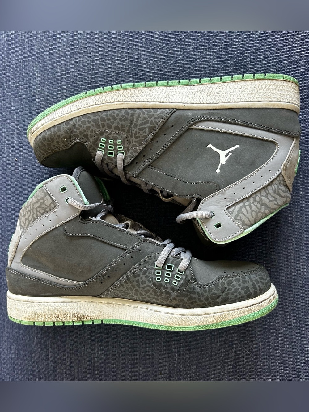 Jordan Kids High-Top Sneakers in Gray with Green Accents